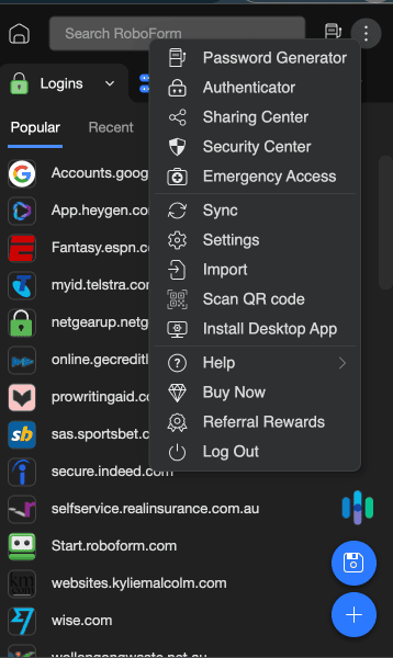 The RoboForm browser extension is tiny but has everything you need to manage your passwords